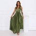 Elegant One Shoulder Pleated Long Dress Asymmetrical Neckline Waist Cinching Formal Solid Color European And American Style Cocktail Dress_ecoleips.com