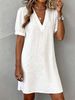 2026 European And American Cross-border Independent Site Casual Vacation Cotton-linen V-neck Short-sleeve Dress_ecoleips.com