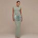 Slim Fit Satin Patchwork Dress For Women Elegant Bodycon Sleeveless Solid Color High-End Formal Dress Style_ecoleips.com
