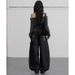 Korea Dongdaemun New Street Style Retro Handsome Versatile Leopard Print Cross Pointed Loose Wide-Leg Jeans_ecoleips.com