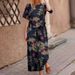 Women's Clothing Printed Cotton And Linen Job Floral Short Sleeved Casual Nine Point Pants Suit_ecoleips.com