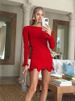 TARUXY Spring New Knitted Mini Dress For Women Fungus Contrast Color Slim Sweater Dress Elegant Female Party Clothes Long Sleeve_ecoleips.com