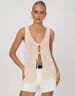 Summer Women's Sexy V-Neck Knit Vest Top Open Front Tie-Waist Sleeveless Crochet Cardigan - Soft Polyester, Casual & Stylish, S/M/L (Black, Beige)"_ecoleips.com