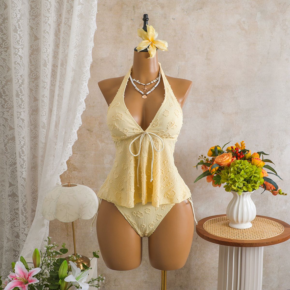 Women's Clothing Floral Print Tankini Two Piece Swimsuit Style Sexy Bikini Specialty Fabric Quick-Dry Polyester, Modest Coverage_ecoleips.com