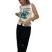 Women's Sleeveless Printed Crop Top - Stretchy Polyester Slim Fit Summer Casual Vest With Portrait Graphic, Red/Green/Dark Grey_ecoleips.com
