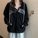 Real Sho Of American-syle Embroidered Zip-up Hoodie For Women, Auumn Large Size Loose Casual Long-sleeve Hooded_ecoleips.com