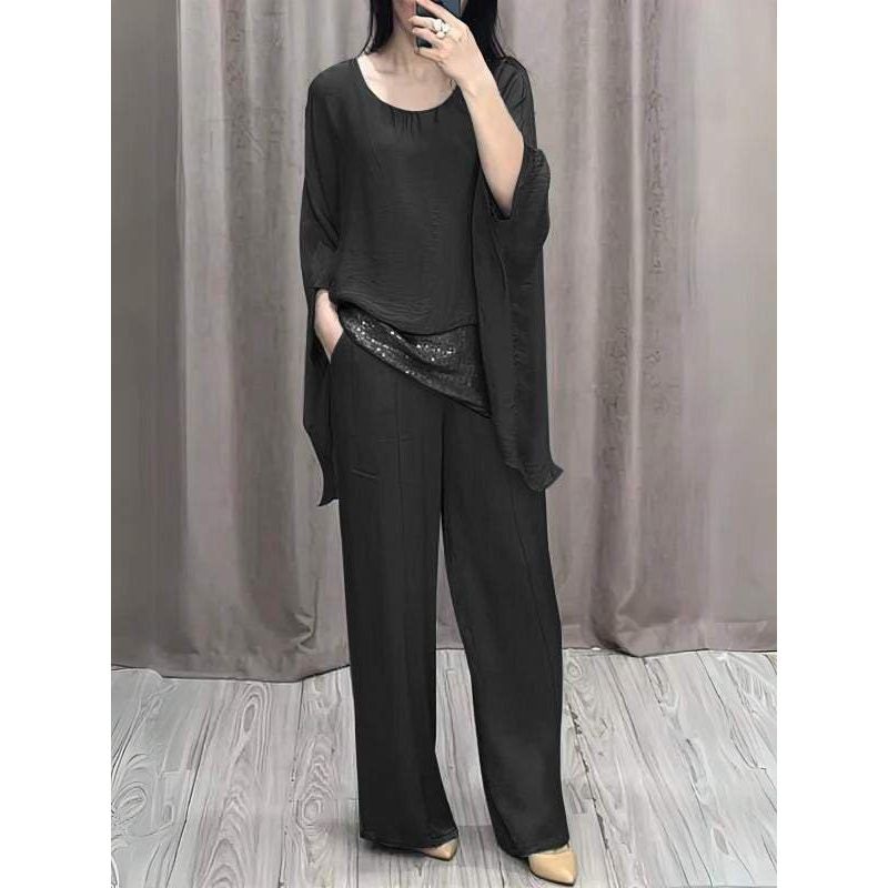 Women's Clothing Fashion Shoulder Length Short Sleeved Trousers Casual Suit_ecoleips.com