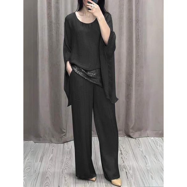 Women's Clothing Fashion Shoulder Length Short Sleeved Trousers Casual Suit_ecoleips.com