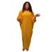 Women's Clothing Robe V-neck bat-sleeve dress hot diamond plus cannon beads plus size long dress_ecoleips.com