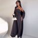 Women's Casual Three Piece Fashion Set Loose Fit Long Sleeved Cardigan with Pockets Straight Leg Pants And Tube Top European American Style_ecoleips.com