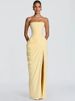 Mozision Chiffon Off-shoulder Strapless Sexy Maxi Dress Women Elegant Sleeveless Backless High Split Ruched Club Party Dress_ecoleips.com
