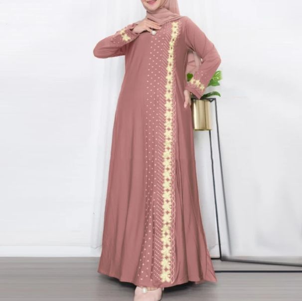 2025 New In-Stock Robe With Southeast Asian Pattern Print, Fashionable And Elegant Long-Sleeved Loose Dress_ecoleips.com
