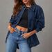 Women's Oversized Boyfriend Style Denim Jacket Long Sleeve Two Piece Design For European And American Markets Suitable_ecoleips.com