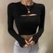 Women's T Shirt O-Neck Slim Fit Sexy Long Sleeve T-shirt Female Tees Shirt Femme Woman Crop Tops 2026 Spring New Korean Clothing_ecoleips.com