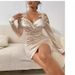 2025 Cross-Border European American Spring And Autumn New Satin Elegant Lace Bodycon Ruched Dress_ecoleips.com