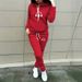 Women's Fleece Lined Thickened Sweatshirt Pants Set Headset Wave Print European American Cross Border Style_ecoleips.com