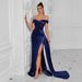 Elegant Off-Shoulder Evening Gown High Slit Long Prom Dress Deep Blue Black Green Formal Party Dress for Banquet Hostess Special Occasions_ecoleips.com