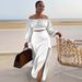 Women's Clothing Sexy Wrapped Chest Big Skirt Lantern Sleeve Two-Piece_ecoleips.com