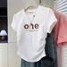 Korean Style Women's round Neck Short Sleeve T-Shirt Slim Fit Curved Hem Irregular Top Base Layer for Summer Alluring Pure_ecoleips.com