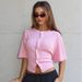 Women's round Neck Knitted Cardigan Top Three Quarter Sleeve Button down Fashionable Elegant European American Style Autumn New Arrival_ecoleips.com