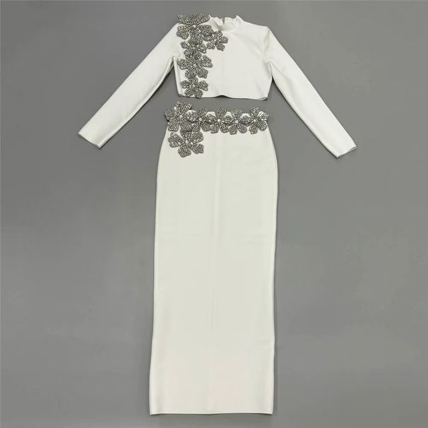 Women’s Clothing Fashion Suits, Heavy Duty Diamond Tube Tops, High Waist Skirts, Bandage Two Piece Party Dresses_ecoleips.com