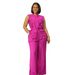 Women's Clothing Commuter Casual Round Neck Tie Sleeveless Cardigan Vest Wide Leg Pants Two Piece Set_ecoleips.com
