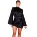 2026 Spring Cross-Border Solid Color Lantern Bodycon Women's Long Sleeve Irregular Dress European And American Style_ecoleips.com
