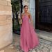 Women's Clothing Solid Color Tube Top Pleated Sleeveless Suspender Dress_ecoleips.com