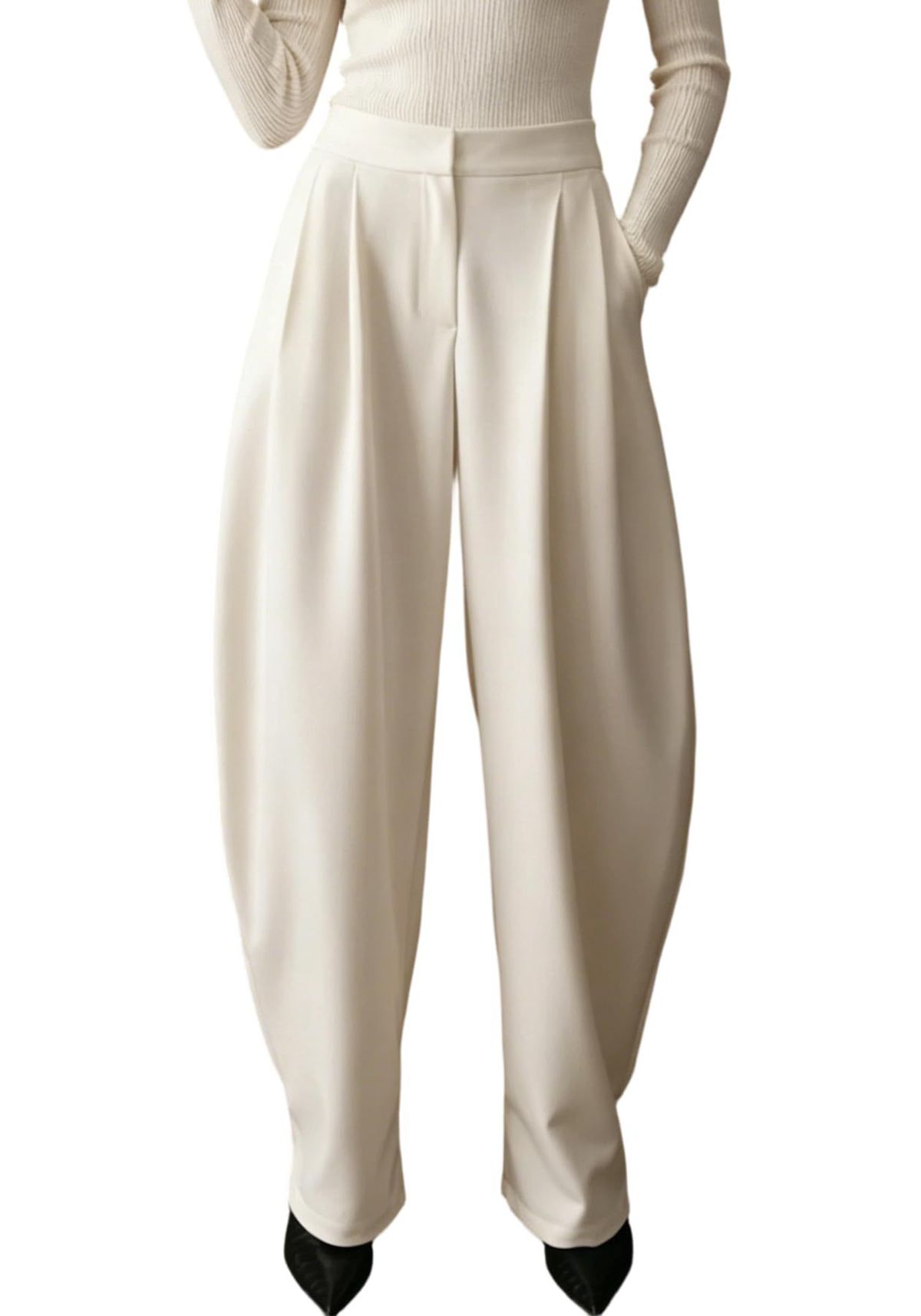 BN369 Women's High Street Wide Leg Pants Solid Color Professional Casual European American Style Clothing For_ecoleips.com