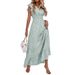 Elegant V-Neck Long Dress For Women Spring/Summer Style Slim Waist Ruffled New Arrival_ecoleips.com