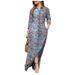 Women's Casual Long Dress Printed Lapel Button Detail Style Fashion Wish_ecoleips.com