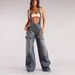 Women's Clothing High Waist Holiday Style Flower Print Suspenders Jumpsuit_ecoleips.com