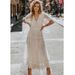 Women's Clothing Summer New Women's Clothing Hot Sale V Neck Short Sleeved Lace Dress_ecoleips.com