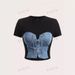 Women's Clothing Navel T-Shirt European American Style New Arrivals Print Short Sleeves Top For Ladies_ecoleips.com