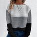 Women's Clothing Contrast-Stitch Knit Sweater – Women's Round Neck Long Sleeve Pullover"_ecoleips.com