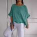 Short-Sleeve Cotton-Linen Top, Summer Loose And Versatile, Age-Reducing Cutout Crew Neck T-Shirt For Women_ecoleips.com