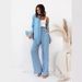 Women's Loose Stretch Wrinkled Long Sleeve Shirt Wide Leg Pants Casual Autumn Winter Outfit European American Style_ecoleips.com