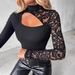 2026 European And American Spring New Style Elegant Slim-Fit Lace Patchwork Irregular Long-Sleeve T-Shirt_ecoleips.com
