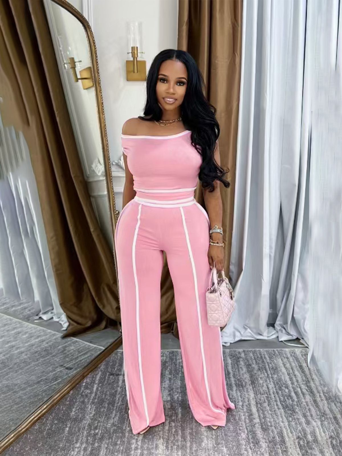 Women's Clothing Casual One Shoulder Slim Fit Sexy Sports Style Trousers Niche Suit_ecoleips.com