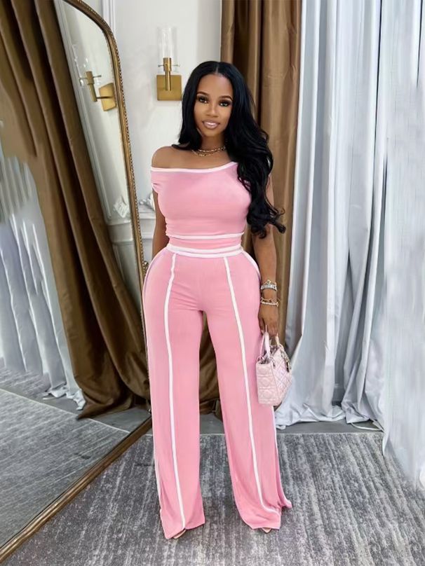 Women's Clothing Casual One Shoulder Slim Fit Sexy Sports Style Trousers Niche Suit_ecoleips.com