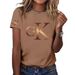 Women's Gradient Art Letter 3D Print round Neck Pullover T-Shirt Casual Elegant Fashion Short Sleeve Top for Summer_ecoleips.com
