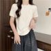 Women's Clothing Retro Shoulder Fishbone Short Sleeved T Shirt For Women In Summer Hot Girl Shirt Slim Short Top Bottom Trend_ecoleips.com