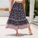 European And American Cross-border Foreign Trade 2025 Summer New Bohemian Vacation Beach Casual Retro Floral Print Skirt_ecoleips.com