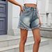 Women's Clothing Summer New Washed Casual Denim Rivet Raw Edge Shorts_ecoleips.com
