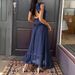 Sexy Deep V Solid Long Dress Women Formal Evening Party Vacation Outfit_ecoleips.com