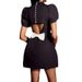 French Style Elegant Dress Fashion Half Turtleneck Back Cutout Mini Dress With Bow Decoration Temperament Women Dress_ecoleips.com