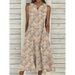 2023 European And American Women's Summer Digital Print V-Neck Floral Long Loose Sleeveless Dress_ecoleips.com