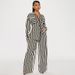 Aria Basics Aria Basics Cross-border Foreign Trade Women's Two-piece Set: European American Fashion Casual Home Outing Striped Button-up Shirt_ecoleips.com