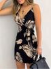 Women's Floral Print Spaghetti Strap Mini Dress Casual Tie-Front Detail Comfortable Fit Mini Dress For Casual Wear Women's Summe_ecoleips.com