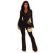 Women's Clothing Sheer Lace Jumpsuit & Blazer Set – Long Sleeve Mesh Bodysuit With Flared Sleeves (5 Sizes, Poly-Spandex Blend, Russian-Inspired)_ecoleips.com